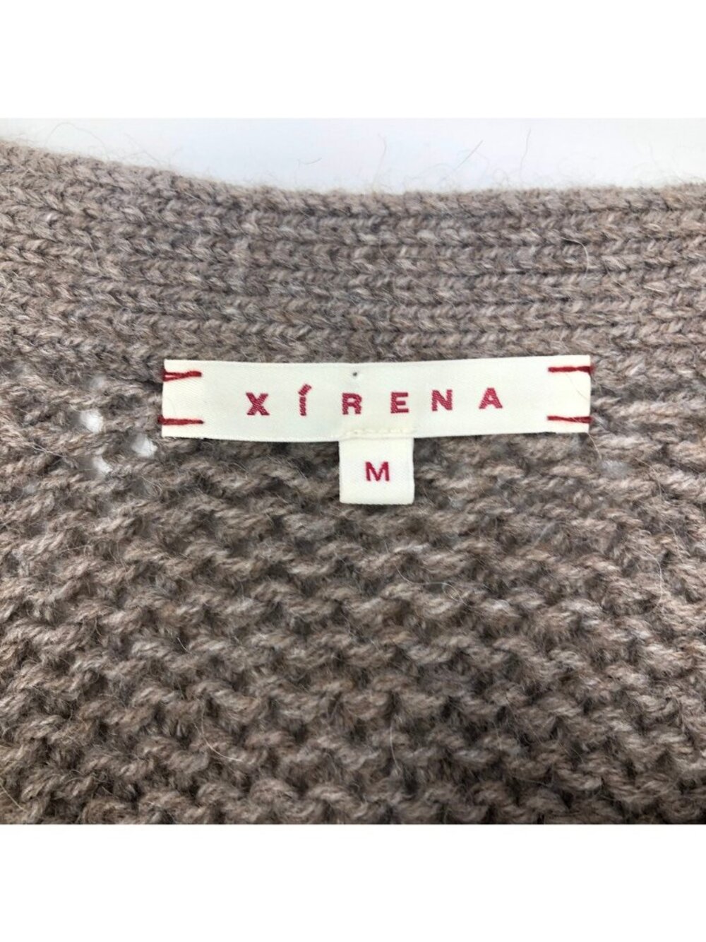 Xirena Lander Cardigan Sweater Size M Alpaca Blend Brown Stripe - Picture 6 of 8